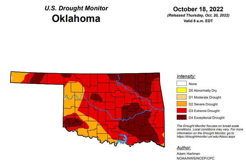 Oklahoma's Extreme Drought or Worse Category Sees Slight Improvements, While Others Continue to Suffer
