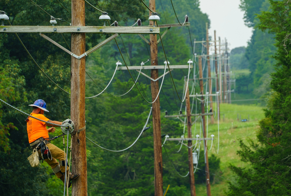 A person working on power lines